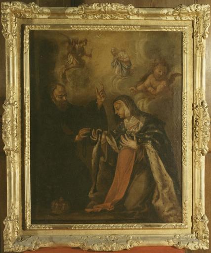 tableau : sainte Jeanne de France et saint François de Paule, huile sur toile