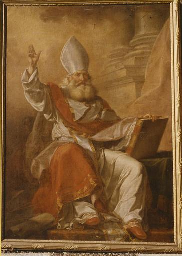 tableau, cadre : saint Augustin, huile sur toile, cadre bois sculpté et doré - © Ministère de la Culture (France), Médiathèque du patrimoine et de la photographie (objets mobiliers), tous droits réservés
