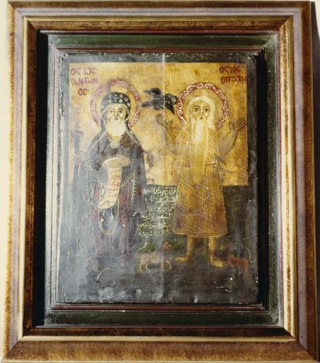 tableau : saint Antoine et saint Paul ermite, panneau peint - © Ministère de la Culture (France), Médiathèque du patrimoine et de la photographie (objets mobiliers), tous droits réservés