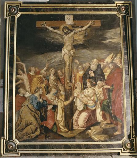 tableau, cadre : Le Christ en croix entouré de saints, huile sur toile, 1638 - © Ministère de la Culture (France), Médiathèque du patrimoine et de la photographie (objets mobiliers), tous droits réservés