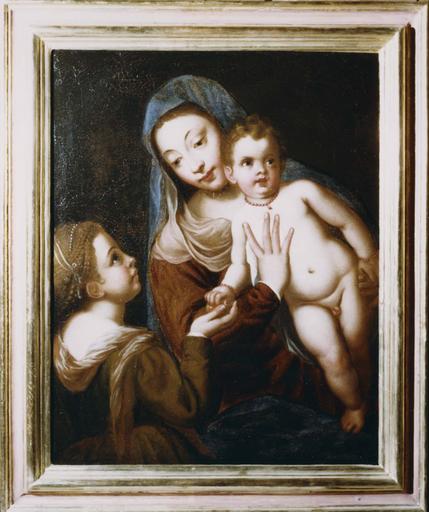 tableau : Le mariage mystique de sainte Catherine, huile sur toile, cadre en bois doré - © Ministère de la Culture (France), Médiathèque du patrimoine et de la photographie (objets mobiliers), tous droits réservés