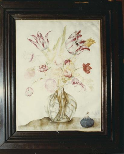 tableau : fleurs, aquarelle sur vélin par Nicolas Robert, cadre en bois sculpté - © Ministère de la Culture (France), Médiathèque du patrimoine et de la photographie (objets mobiliers), tous droits réservés