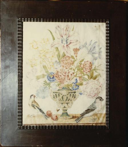 tableau : fleurs, aquarelle sur vélin par Nicolas Robert, cadre en bois sculpté - © Ministère de la Culture (France), Médiathèque du patrimoine et de la photographie (objets mobiliers), tous droits réservés