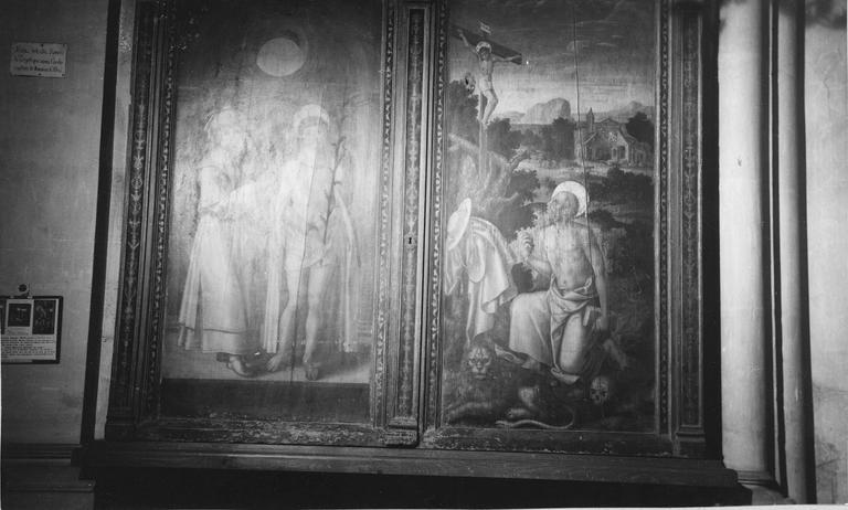 tableau (triptyque) : revers des volets : L'Ecce Homo et saint Jérôme, panneaux peints, 1543 - © Ministère de la Culture (France), Médiathèque du patrimoine et de la photographie (objets mobiliers), tous droits réservés