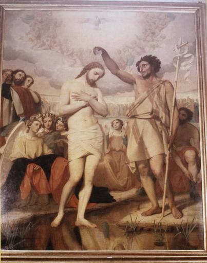tableau, cadre : Le Baptême du Christ, huile sur toile, cadre en bois doré, vers 1844 - © Ministère de la Culture (France), Médiathèque du patrimoine et de la photographie (objets mobiliers), tous droits réservés