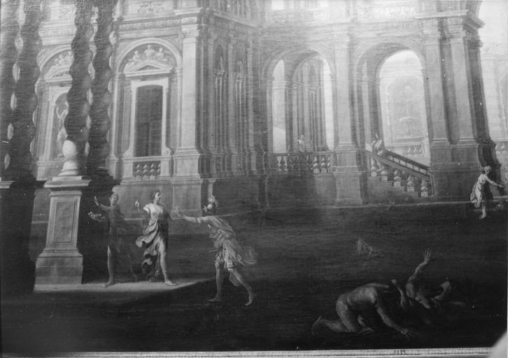 tableau : Caprice architectural avec scène de lutte, huile sur toile - © Ministère de la Culture (France), Médiathèque du patrimoine et de la photographie (objets mobiliers), tous droits réservés