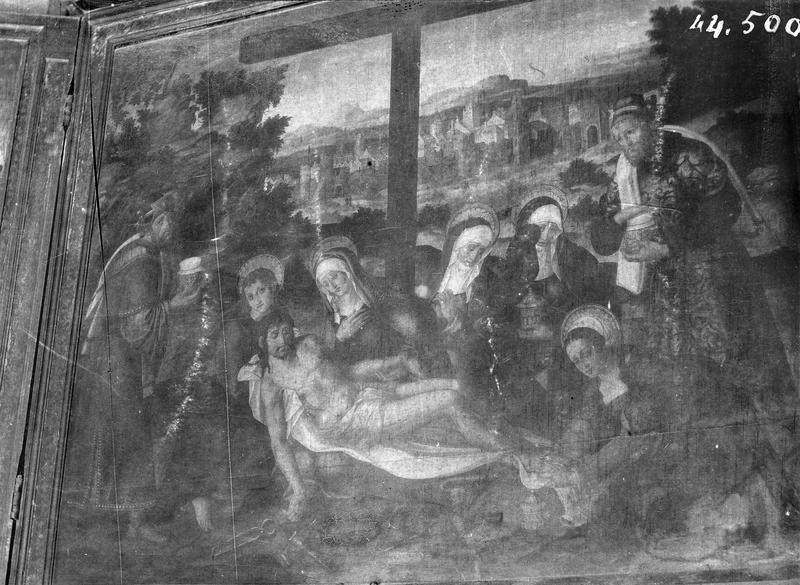 tableau (triptyque), vue partielle : mise au tombeau (la)