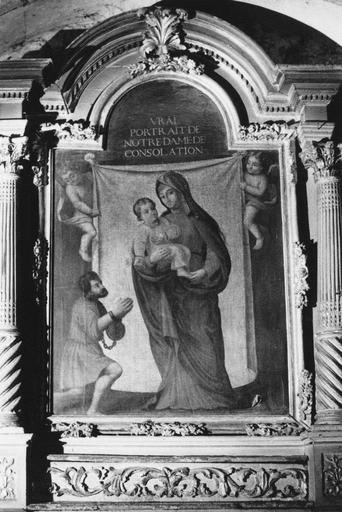 Tableau : Vrai portrait de Notre Dame de Consolation, huile sur toile ; avant restauration