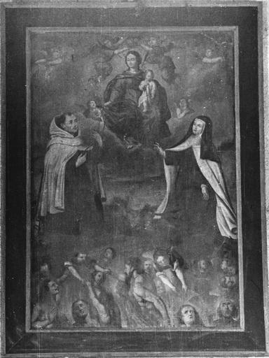 Tableau : La remise du Rosaire à saint Dominique et sainte Thérèse d'Avila, et le rachat des âmes du Purgatoire, huile sur toile - © Ministère de la Culture (France), Médiathèque du patrimoine et de la photographie (objets mobiliers), tous droits réservés