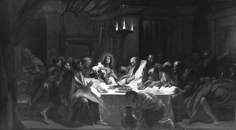Tableau : La Cène, huile sur toile ; avant restauration