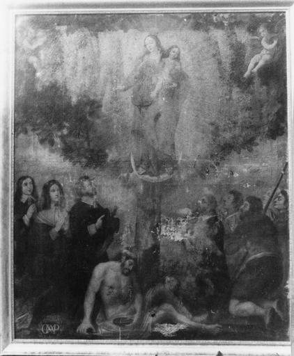 Ex-voto adressé à la Vierge par les habitants de Courlaoux (?), huile sur toile