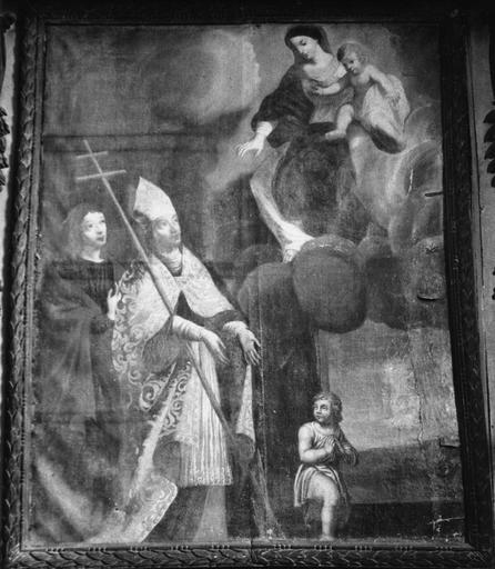 Tableau : Vierge à l'Enfant avec saint Claude accompagné par saint Jean (?), huile sur toile - © Ministère de la Culture (France), Médiathèque du patrimoine et de la photographie (objets mobiliers), tous droits réservés