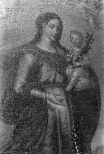 Tableau : Vierge à l'Enfant dite Notre-Dame libératrice, détail, huile sur toile - © Ministère de la Culture (France), Médiathèque du patrimoine et de la photographie (objets mobiliers), tous droits réservés