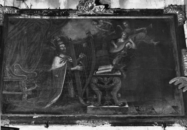 Tableau : Le Roi David musicien, huile sur toile