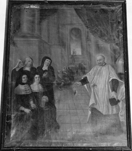 Tableau : Saint Vincent de Paul et les Dames de la Charité, huile sur toile