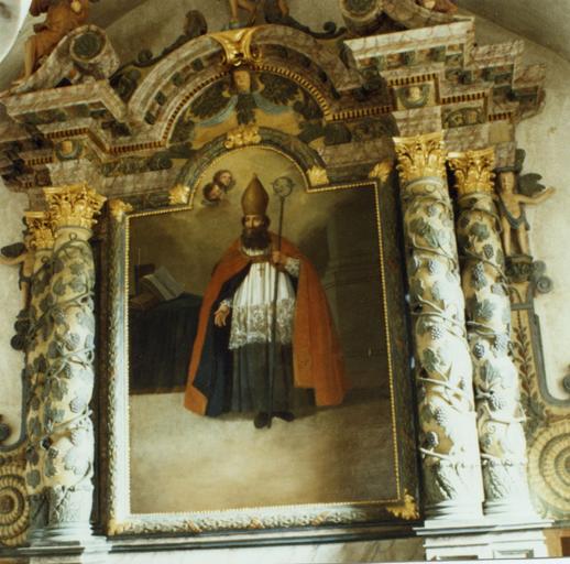 Tableau : Saint Martin évêque, huile sur toile ; après restauration