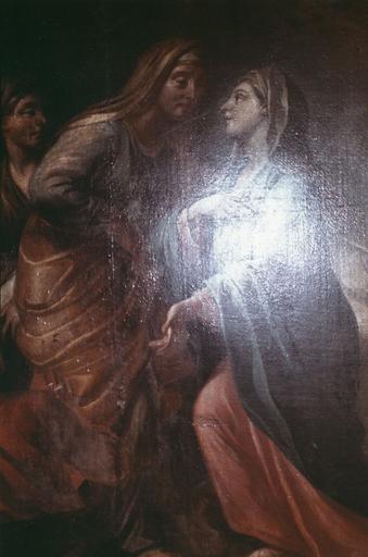 Tableau : La Visitation, détail des deux femmes, huile sur toile