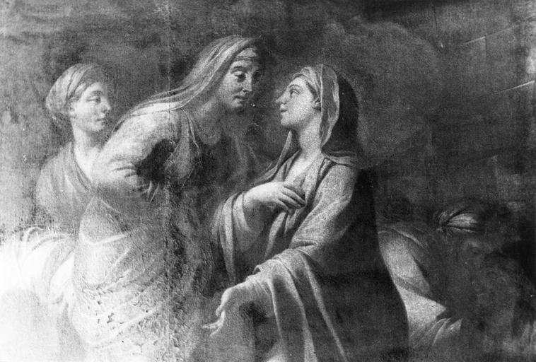 Tableau : La Visitation, détail des deux femmes, huile sur toile