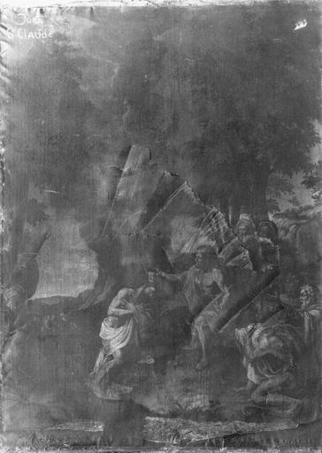 Tableau : Le Baptême du Christ, huile sur toile ; avant restauration
