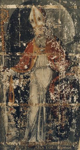 Tableau : Saint Anatole, huile sur bois ; avant restauration