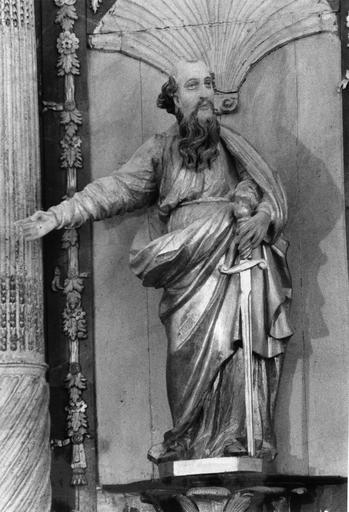 Statue : Saint Paul, bois sculpté, peint, doré