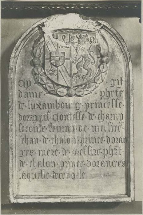 plaque funéraire de Philiberte de Luxembourg