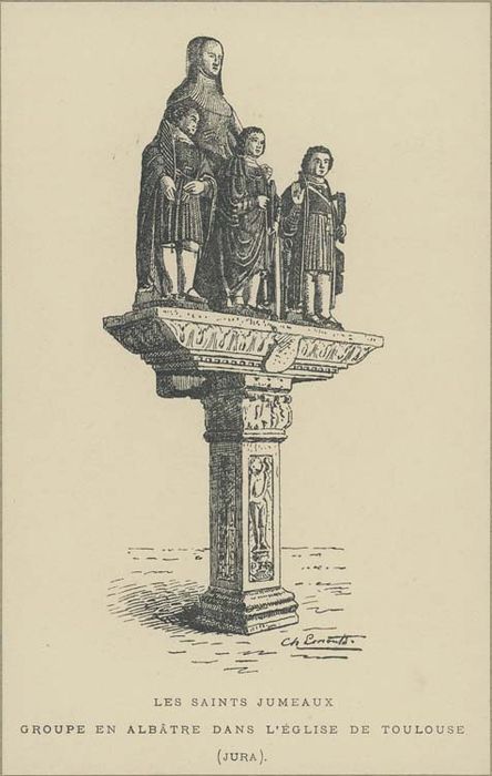 statues : Speusippe, Eleusippe, Melasippe, Sainte Léonille