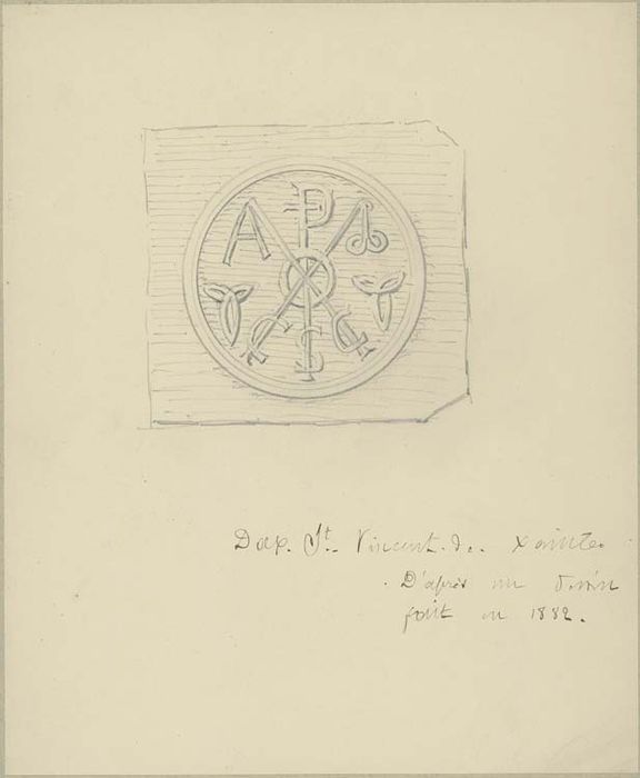 tympan (?) : chrisme (dessin : crayon sur papier) - © Ministère de la Culture (France), Médiathèque du patrimoine et de la photographie, diffusion RMN-GP