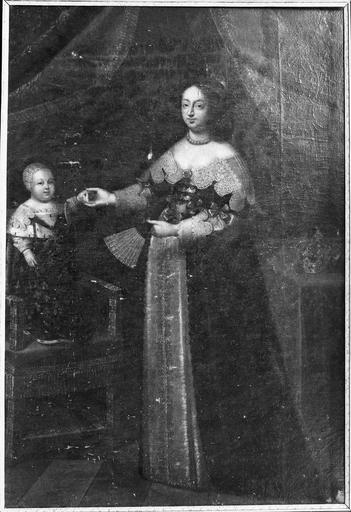 tableau : portrait de la reine Anne d'Autriche présentant le dauphin
