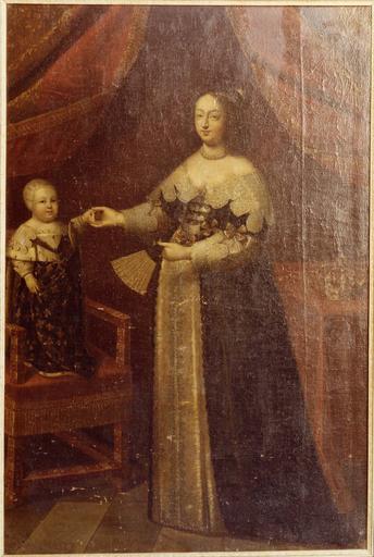 tableau : portrait de la reine Anne d'Autriche présentant le dauphin