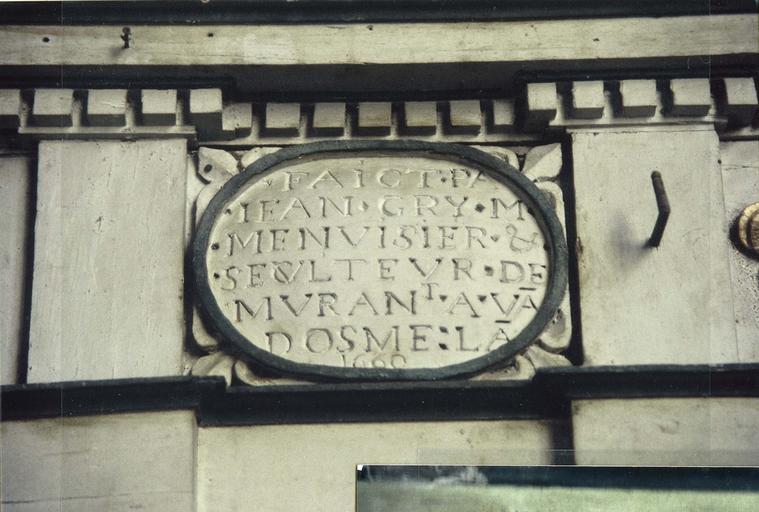 maître-autel, retable, détail des médaillons avec inscription et date