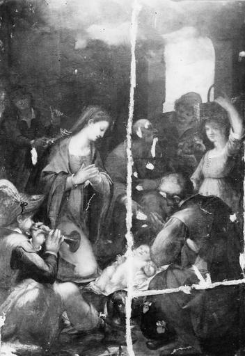tableau : Adoration des bergers, avant restauration - © Ministère de la Culture (France), Médiathèque du patrimoine et de la photographie (objets mobiliers), tous droits réservés
