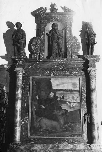 retable, tableau et statues de l'autel Saint-Gilles