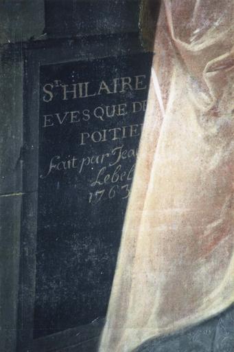 tableau : Saint Hilaire, évêque de Poitiers, détail de l'inscription