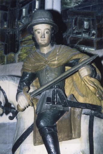 groupe sculpté : Charité de saint Martin, détail du saint coupant son manteau - © Ministère de la Culture (France), Médiathèque du patrimoine et de la photographie, diffusion RMN-GP