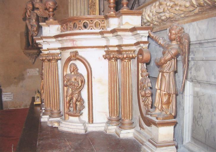 détail du tabernacle du maître-autel, partie droite avec statuette ange, berger - © Ministère de la Culture (France), Médiathèque du patrimoine et de la photographie, diffusion RMN-GP