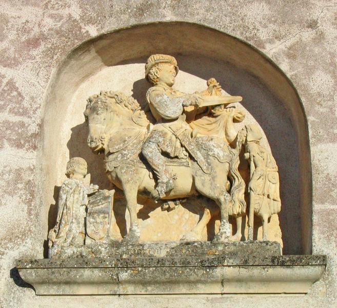 Groupe sculpté : la Charité de saint Martin et un donateur