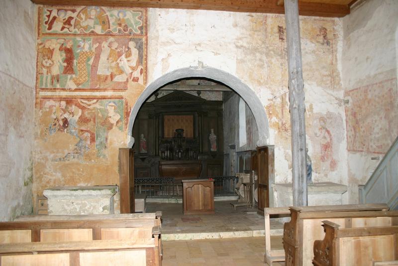 peintures monumentales : Christ en majesté, saint Martin, saint Sébastien