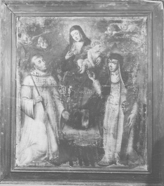 tableau : la Vierge du Rosaire entre saint Dominique et sainte Catherine de Sienne, vue générale