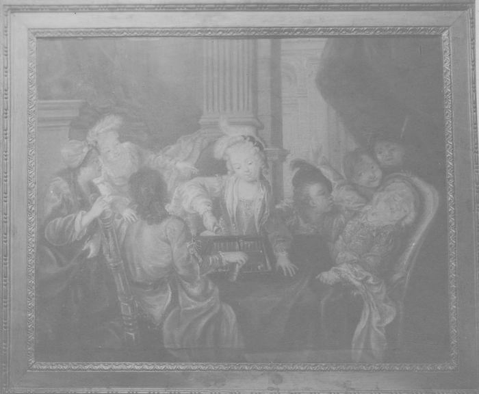 peinture : scène de jeu de tric trac, vue générale