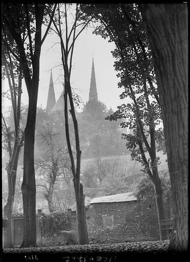 La cathédrale au fond entre les arbres