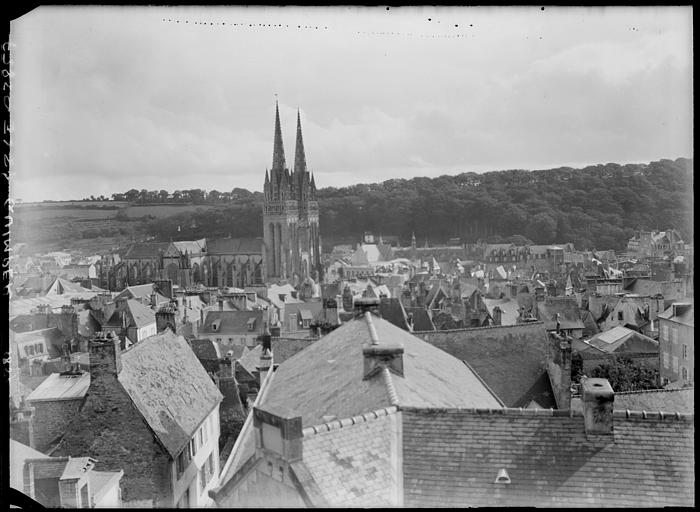 Vieux toits et cathédrale au fond