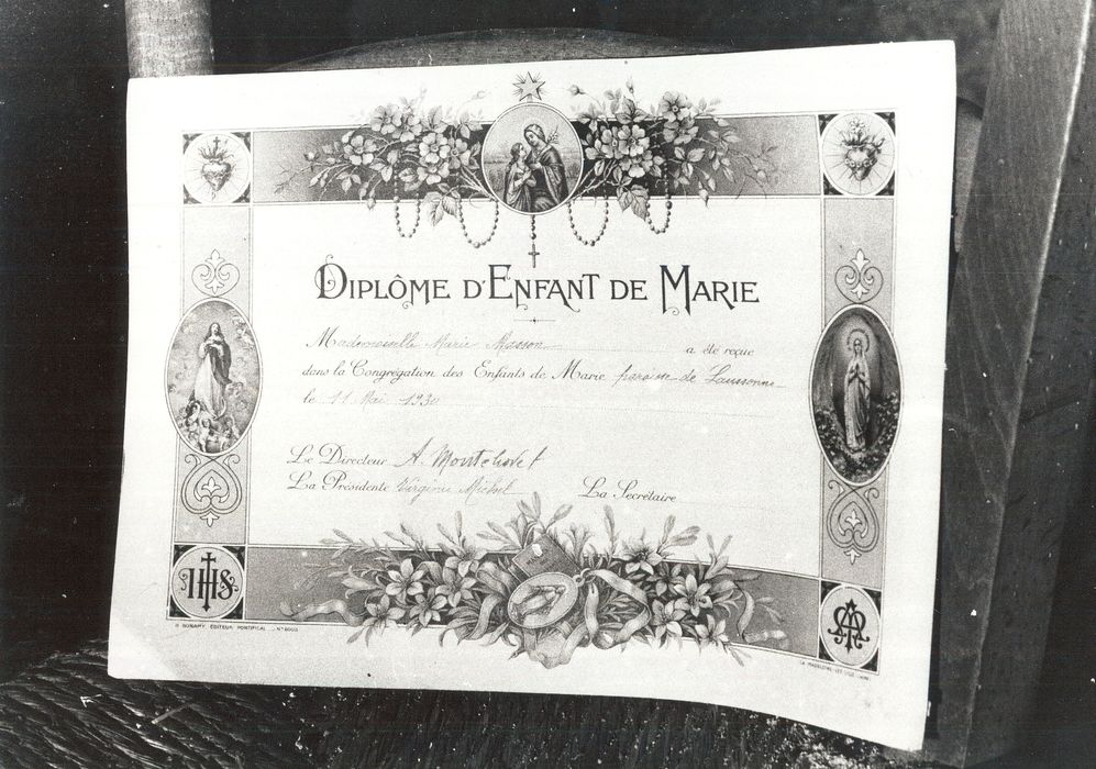 image de commémoration : Diplôme d'Enfant de Marie Masson - © Ministère de la Culture (France), Médiathèque du patrimoine et de la photographie, diffusion RMN-GP
