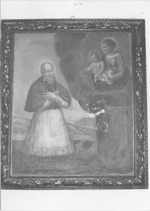 tableau, cadre : Saint François de Sales ou Prêtre non identifié