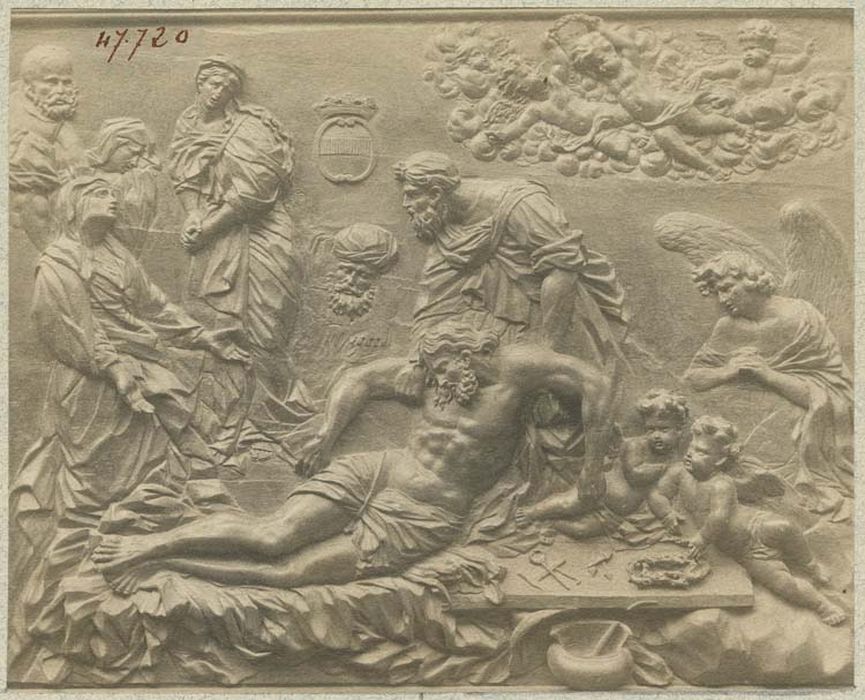 bas-relief : la Mise au tombeau (décor de la chapelle Saint-Maurice du refuge)