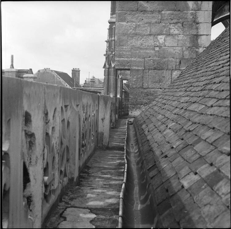 Toiture, goutière et balustrade