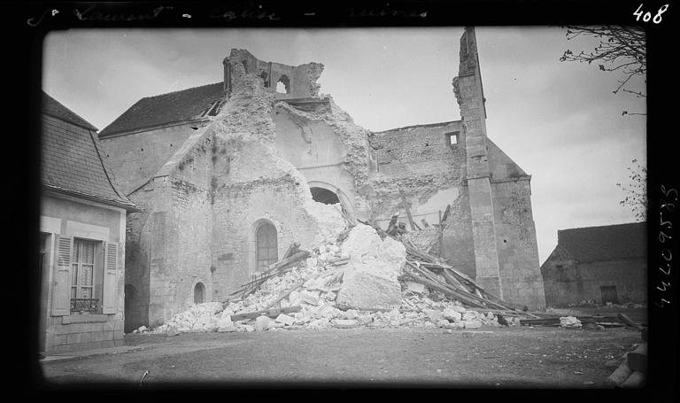 Eglise après écroulement : partie effondrée