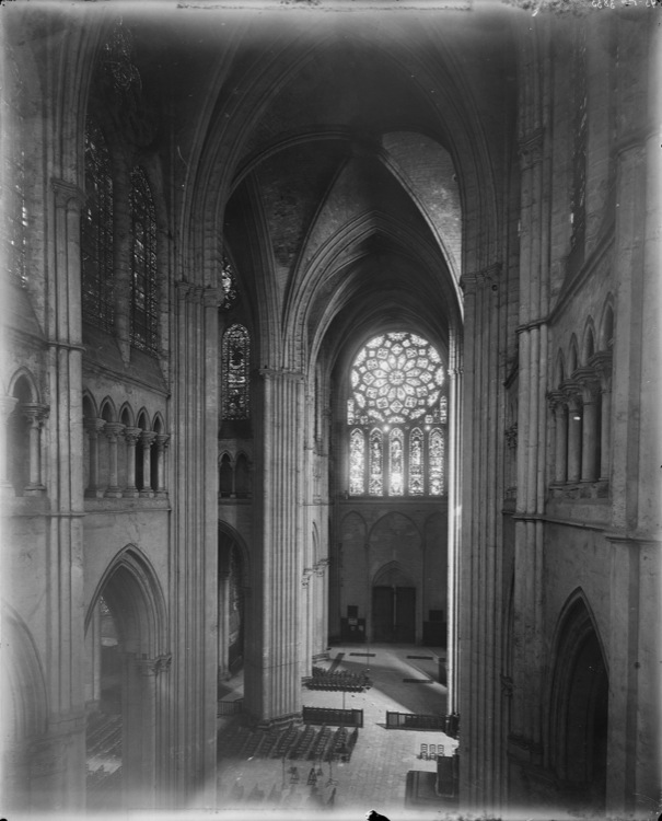 Intérieur : transept nord vers les verrières et la rosace