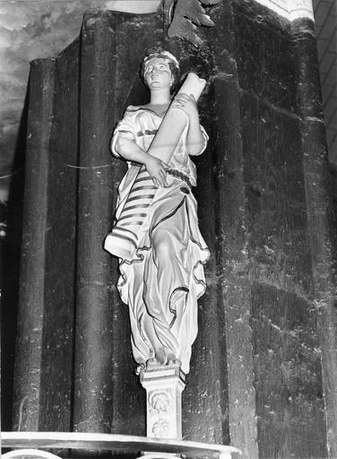 statue : figure allégorique représentant La Force, bois sculpté polychromé, 17e siècle