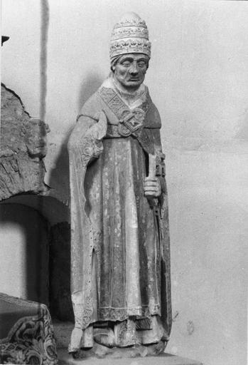 statue : saint Pierre en pape, pierre, 14e siècle